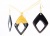Raute Schwarz Gold Set Halskette & Ohrringe: 70 cm